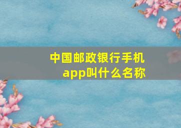 中国邮政银行手机app叫什么名称