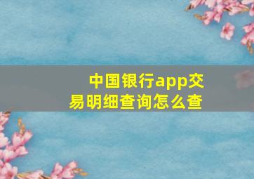 中国银行app交易明细查询怎么查