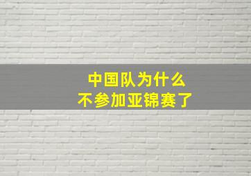 中国队为什么不参加亚锦赛了