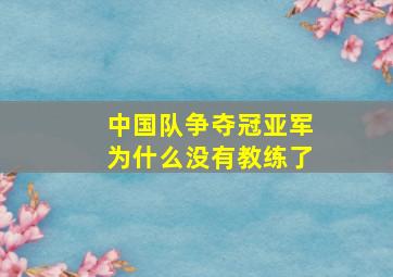 中国队争夺冠亚军为什么没有教练了