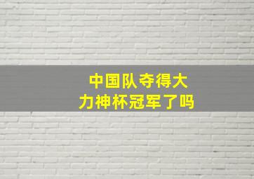 中国队夺得大力神杯冠军了吗