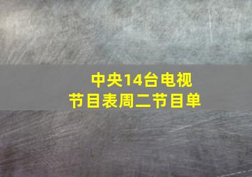 中央14台电视节目表周二节目单