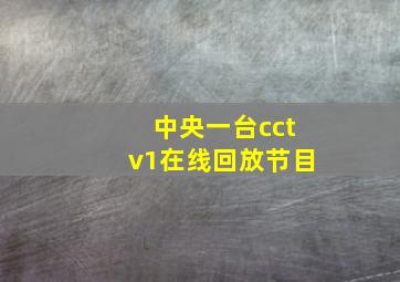 中央一台cctv1在线回放节目