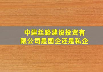 中建丝路建设投资有限公司是国企还是私企