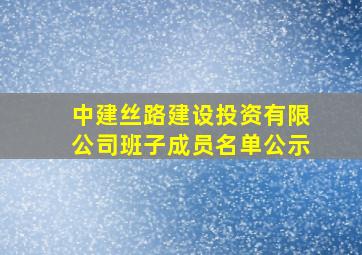 中建丝路建设投资有限公司班子成员名单公示