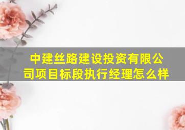 中建丝路建设投资有限公司项目标段执行经理怎么样