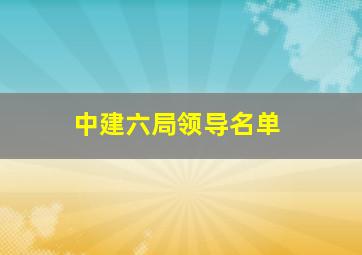 中建六局领导名单