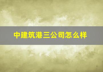 中建筑港三公司怎么样