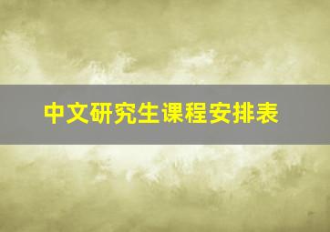 中文研究生课程安排表