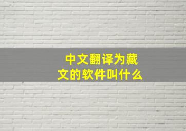 中文翻译为藏文的软件叫什么