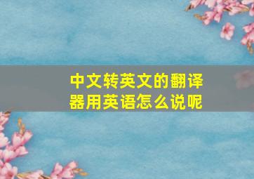 中文转英文的翻译器用英语怎么说呢