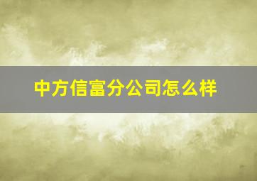 中方信富分公司怎么样