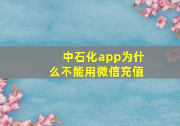 中石化app为什么不能用微信充值