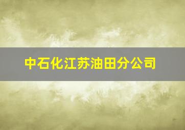 中石化江苏油田分公司