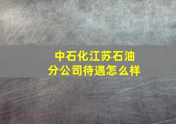 中石化江苏石油分公司待遇怎么样