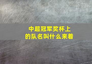 中超冠军奖杯上的队名叫什么来着