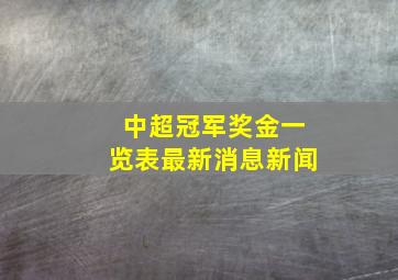 中超冠军奖金一览表最新消息新闻