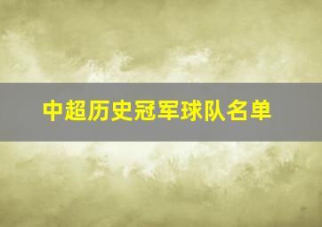 中超历史冠军球队名单