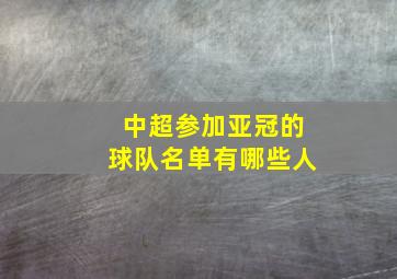 中超参加亚冠的球队名单有哪些人