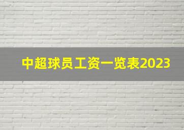 中超球员工资一览表2023