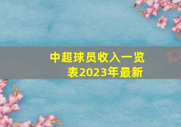 中超球员收入一览表2023年最新