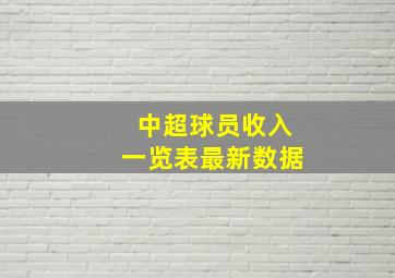 中超球员收入一览表最新数据