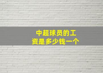 中超球员的工资是多少钱一个