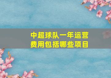 中超球队一年运营费用包括哪些项目