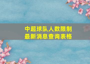 中超球队人数限制最新消息查询表格