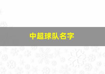 中超球队名字