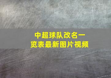 中超球队改名一览表最新图片视频