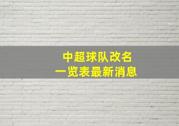 中超球队改名一览表最新消息