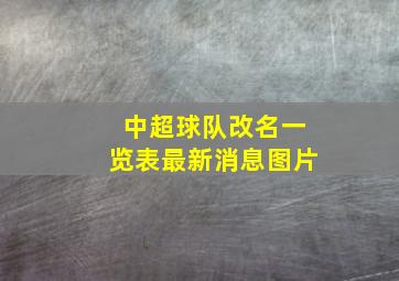 中超球队改名一览表最新消息图片