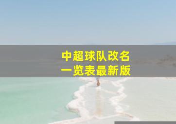 中超球队改名一览表最新版