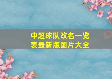 中超球队改名一览表最新版图片大全