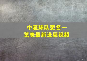 中超球队更名一览表最新进展视频