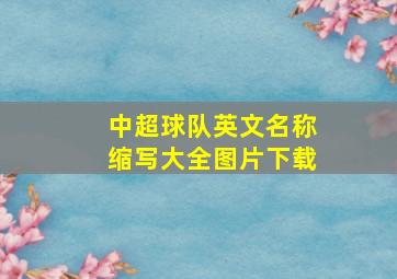 中超球队英文名称缩写大全图片下载