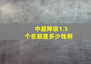 中超降级1.5个名额是多少钱啊