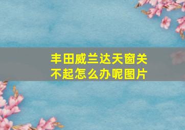 丰田威兰达天窗关不起怎么办呢图片