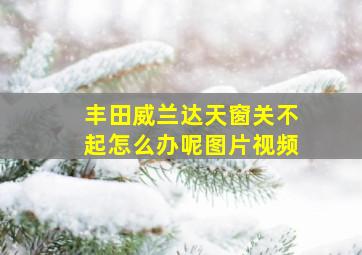 丰田威兰达天窗关不起怎么办呢图片视频