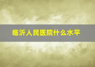 临沂人民医院什么水平