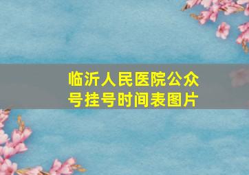 临沂人民医院公众号挂号时间表图片