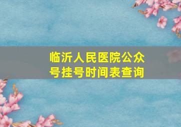 临沂人民医院公众号挂号时间表查询