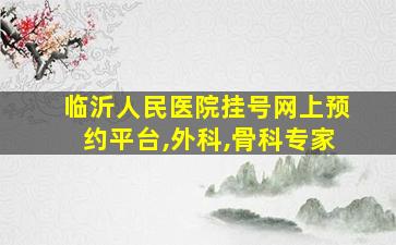 临沂人民医院挂号网上预约平台,外科,骨科专家