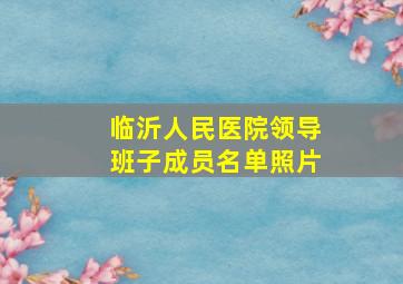 临沂人民医院领导班子成员名单照片