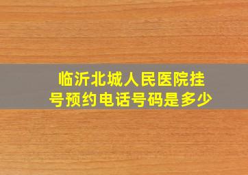 临沂北城人民医院挂号预约电话号码是多少