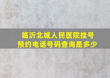 临沂北城人民医院挂号预约电话号码查询是多少