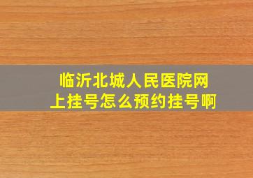 临沂北城人民医院网上挂号怎么预约挂号啊