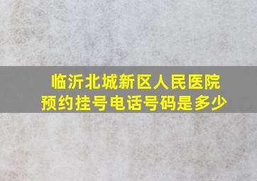 临沂北城新区人民医院预约挂号电话号码是多少