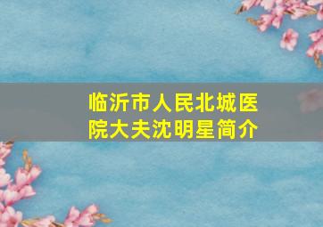 临沂市人民北城医院大夫沈明星简介